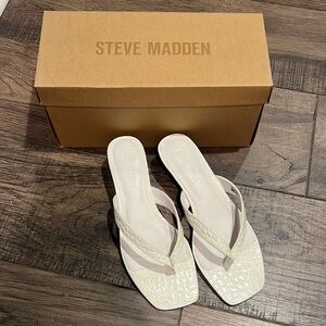 Steve Madden White Tracie Croco Women's Kitten Heels